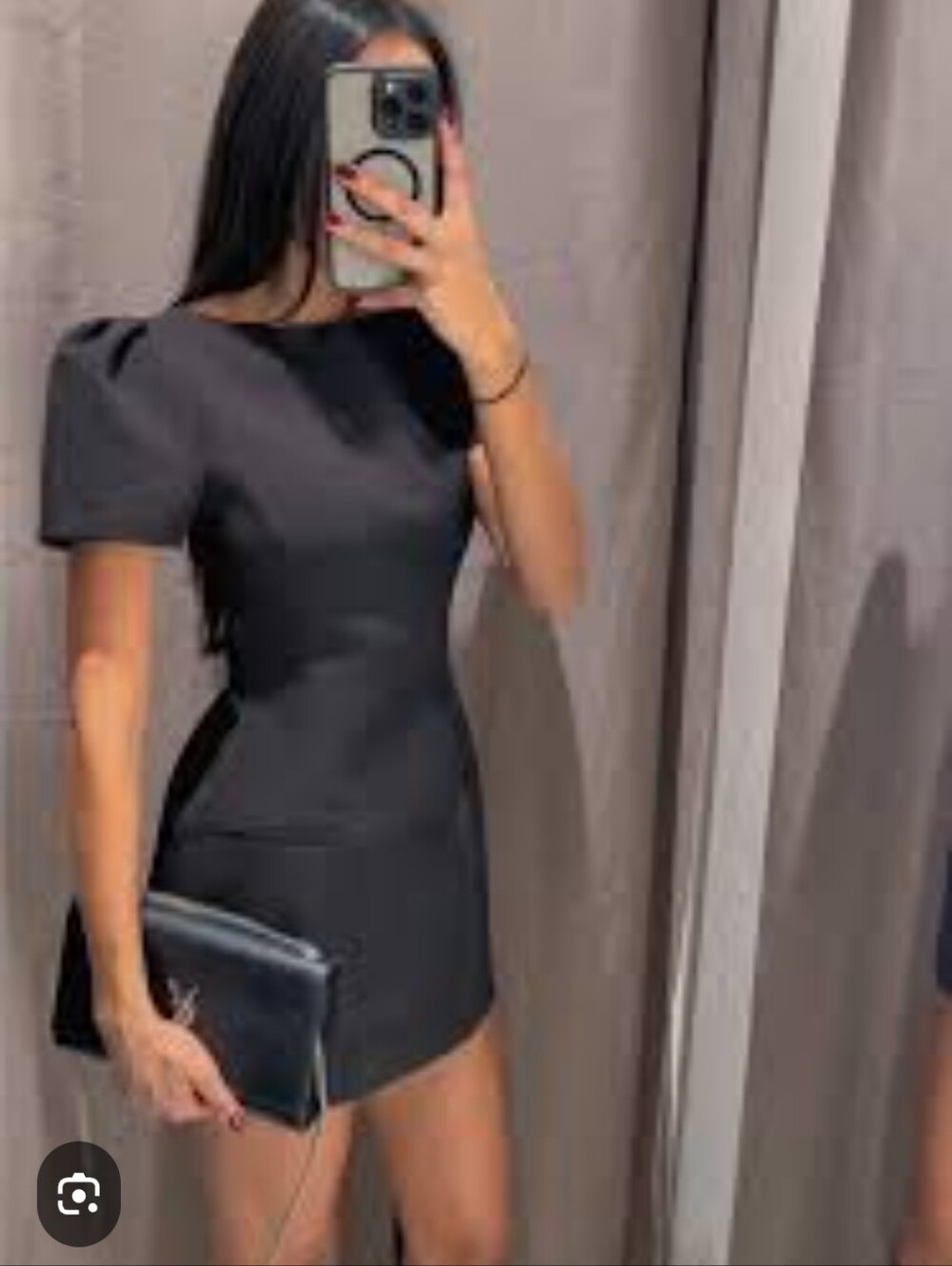 NWT Zara Fitted Short Pleated Pocket Dress Structured Shoulders Sz S black